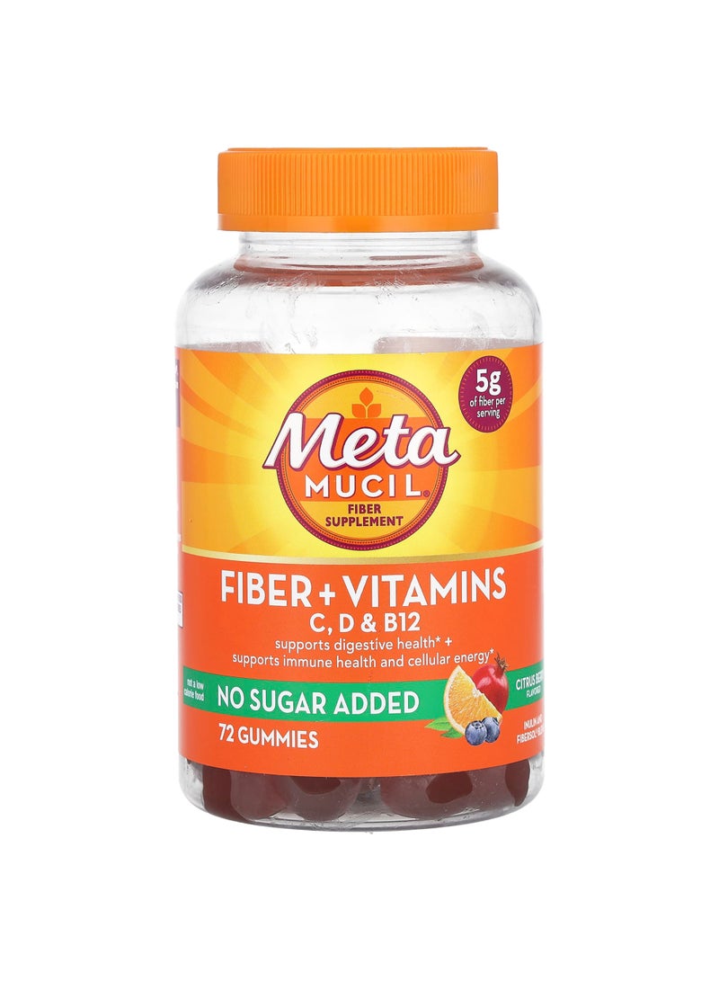 Fiber + Vitamins, C, D,& B12, Citrus Berry, 72 Gummies